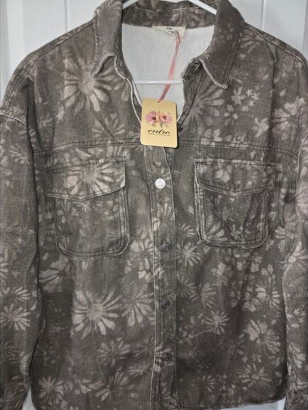 Entro Floral Button-Up OVERSIZED Shacket NWT Small